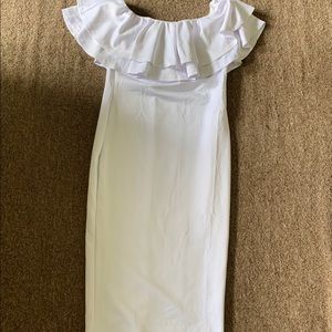 White ruffle bodycon dress